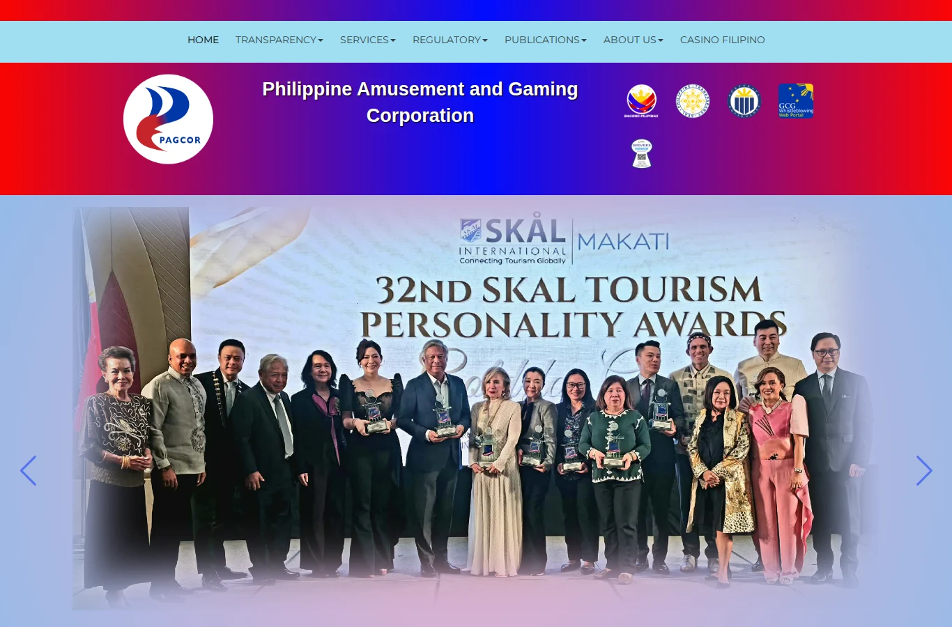 Screenshot of PAGCOR's official website, captured September 2026